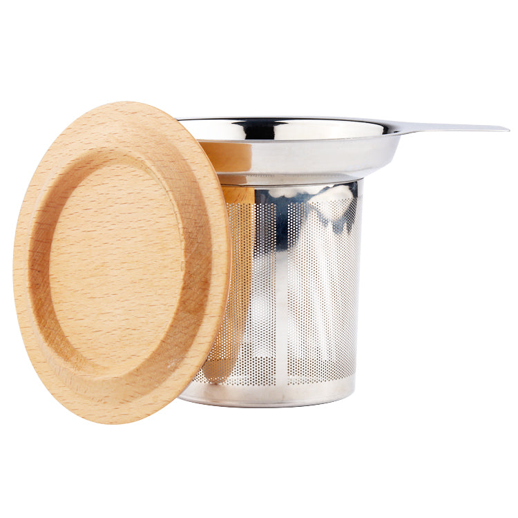 Infuseur panier à thé - avec couvercle en bambou