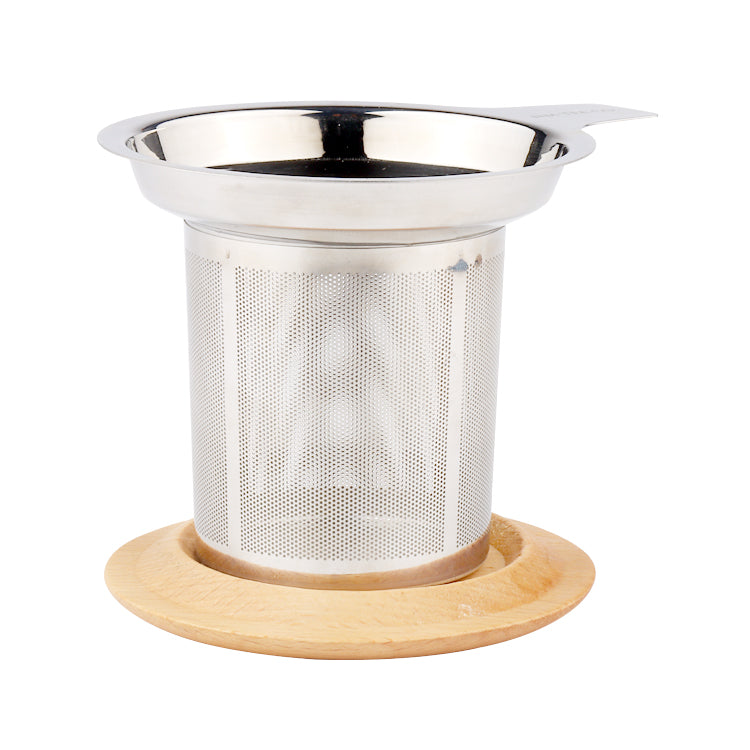 Infuseur panier à thé - avec couvercle en bambou