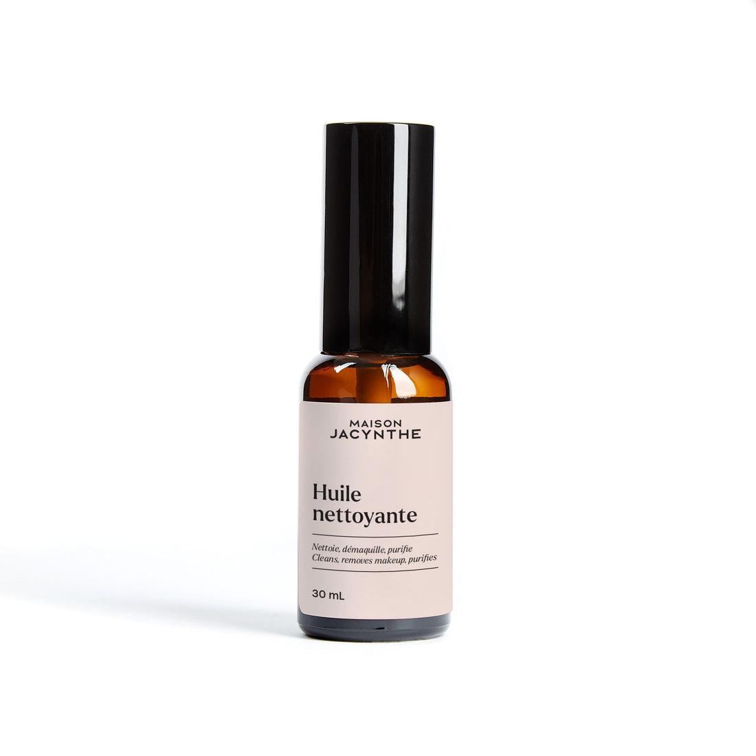 Bouteille en vitre de 30 ml de l'Huile nettoyante de Maison Jacynthe