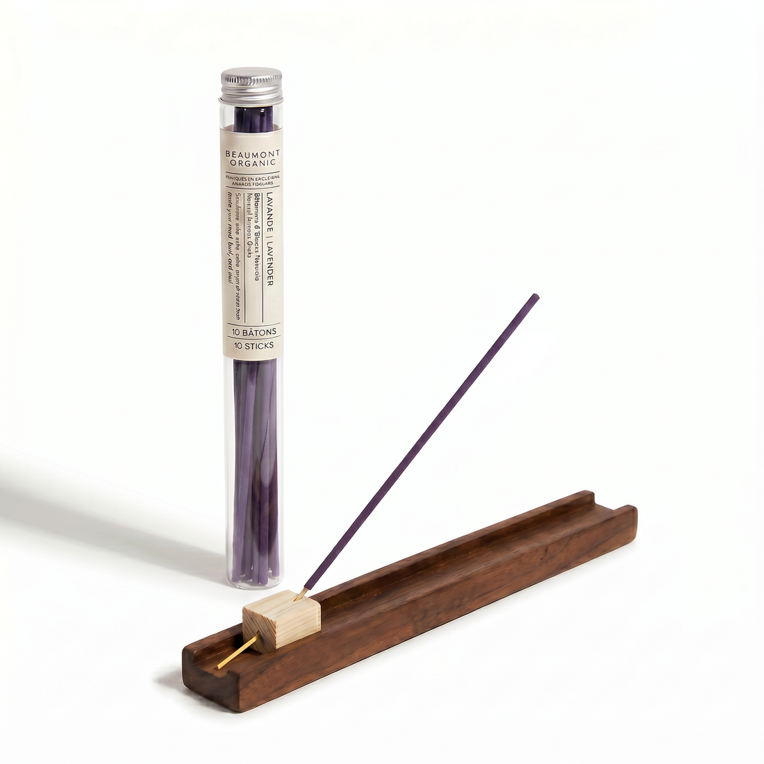 Lavender Incense & Walnut Incense Holder Set