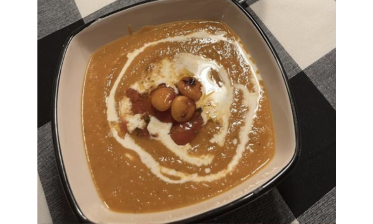 Le potage d’automne de Marielle avec le vrac salade et ses lupins épicés