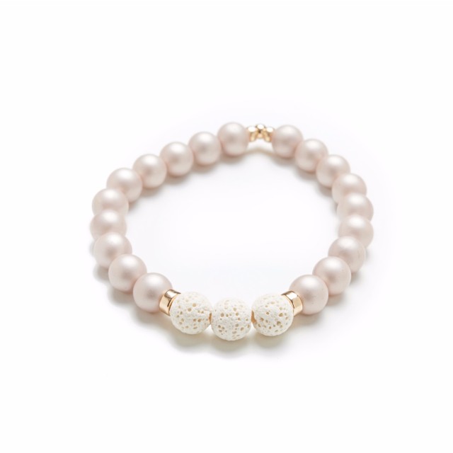 Zen - Bracelet Perles crème mates (Pour Huiles essentielles)