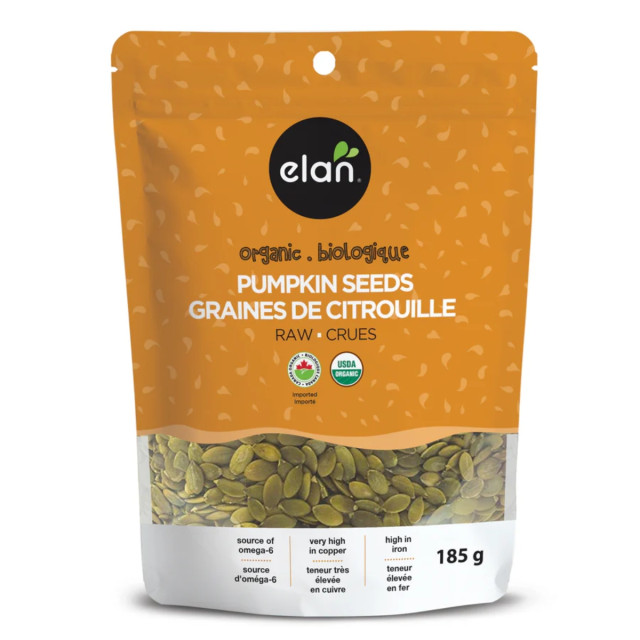 Sac de 185 g des Graines de citrouilles crues biologiques de Elan
