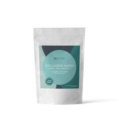 Sac biodégradable de 300 g, le Collagène marin sans saveur de Maison Jacynthe est combiné à l’acide hyaluronique, ce qui en fait une formule gagnante.