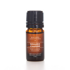 Bouteille de 5 ml, l’Huile essentielle de Romarin Camphré de Maison Jacynthe est certifié pure et est 100% naturelle et active.