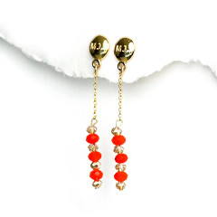 Earrings - Orange Feather 