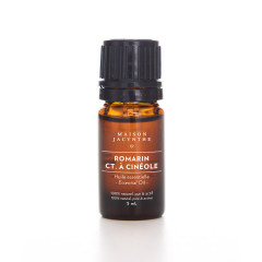 Bouteille de 5 ml, l’Huile essentielle de Romarin CT. à Cinéole de Maison Jacynthe est certifié pure et est 100% naturelle et active.