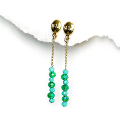 Earrings - Green Feather