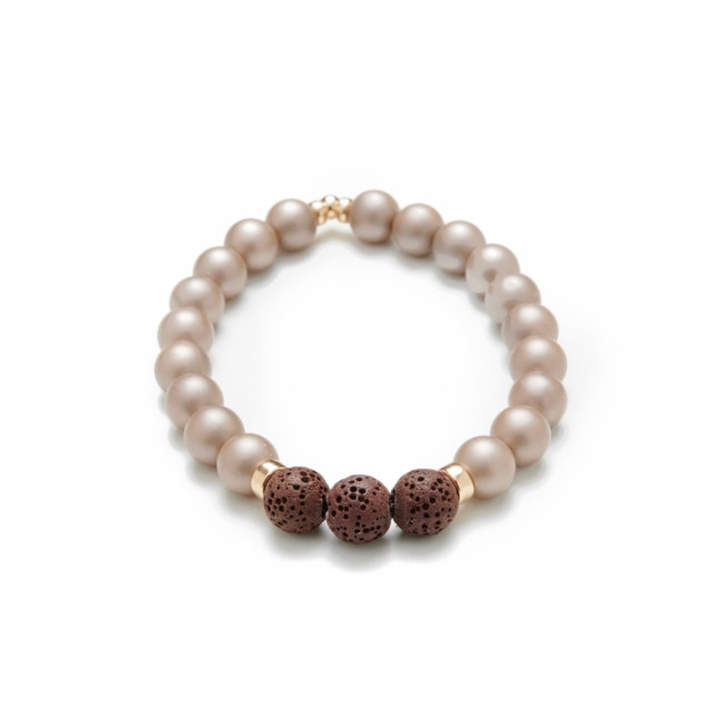 Zen - Bracelet Perles champagne (Pour Huiles essentielles)