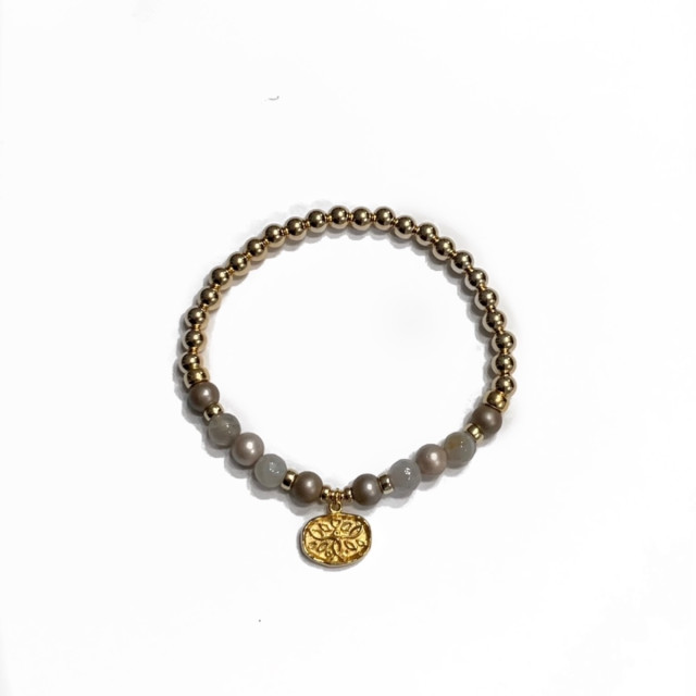 Focus - Bracelet en Agate grise et Perles de nacre