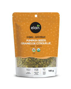 Sac de 185 g des Graines de citrouilles crues biologiques de Elan