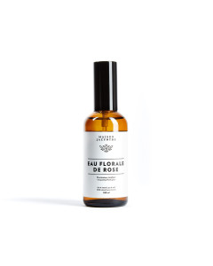 Bouteille en verre de 100 ml avec vaporisateur d'Eau florale de Rose de Maison Jacynthe.