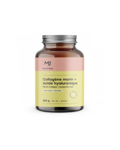 Pot en verre de 300 g, le Collagène marin sans saveur de Maison Jacynthe est combiné à l’acide hyaluronique, ce qui en fait une formule gagnante.