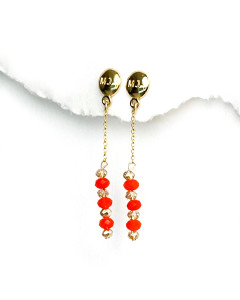 Earrings - Orange Feather 