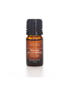 Bouteille de 5 ml, l’Huile essentielle de Romarin CT. à Cinéole de Maison Jacynthe est certifié pure et est 100% naturelle et active.