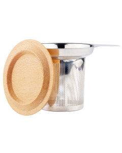 Infuseur panier à thé - avec couvercle en bambou