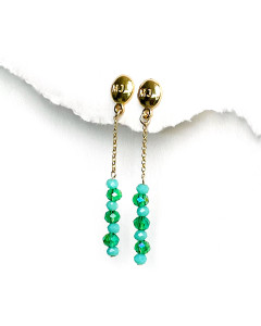 Earrings - Green Feather