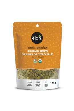 Sac de 185 g des Graines de citrouilles crues biologiques de Elan